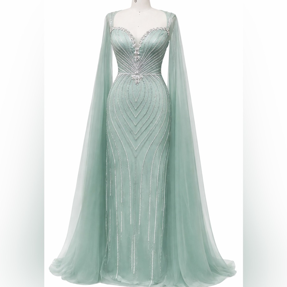 Elegant Handmade Beaded Evening Gown#8 – Size 10